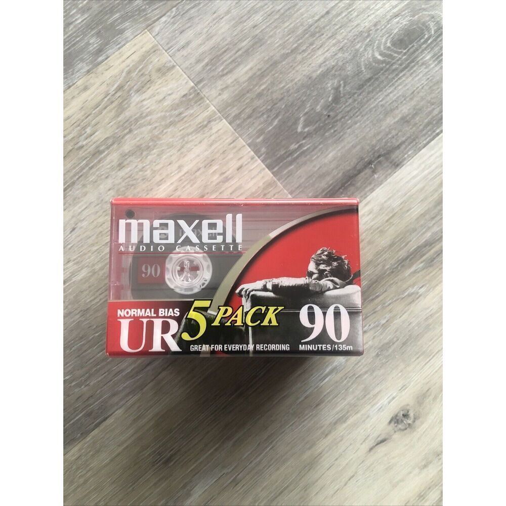 Maxell UR 90 Cassette Tape (5PK) Normal Bias  / 90 Minute Audio Tape. Sealed